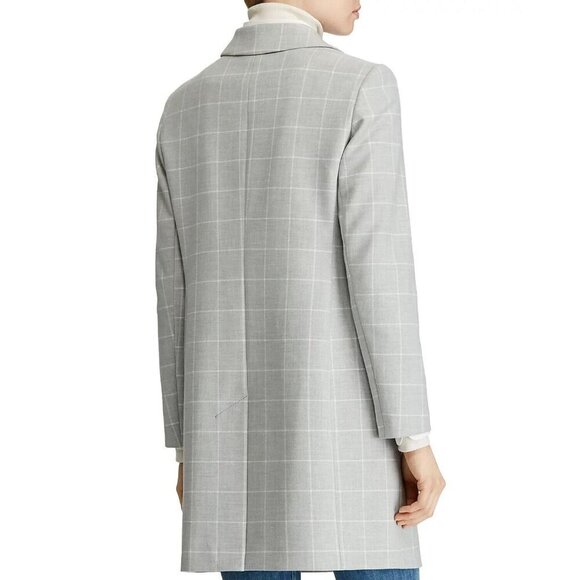 NWT Lauren Ralph Lauren Women's Gray Plaid Gingham Crepe Reefer Coat - Size S - Picture 2 of 10